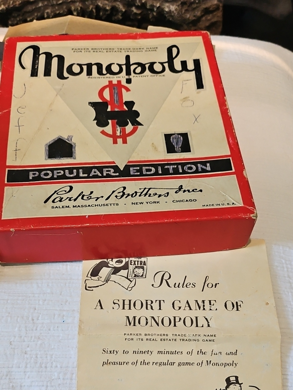 1950's Monopoly Set With Wooden Pieces. Parts Only No Board